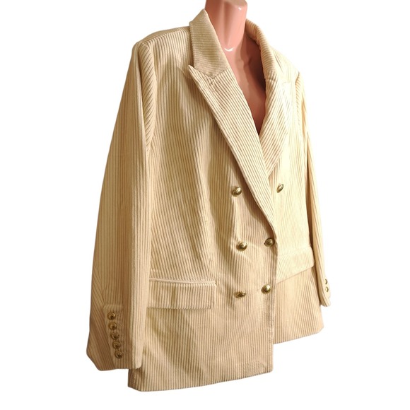 Rowing Blazers Women's Blazer/Jacket Corduroy Beige Size 1X Plus Work Business - Picture 2 of 10